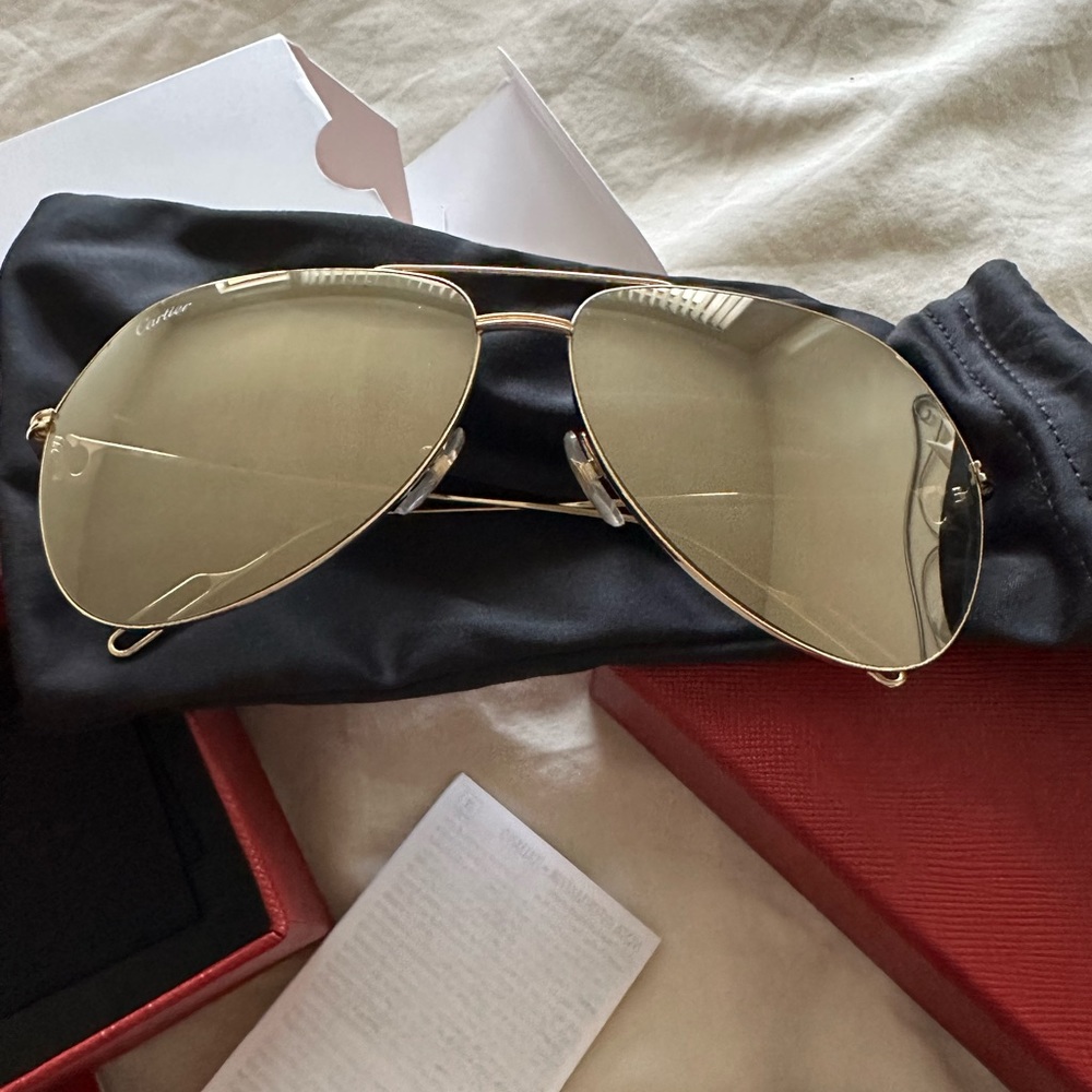 Brand New Cartier Aviator Gold Sunglasses